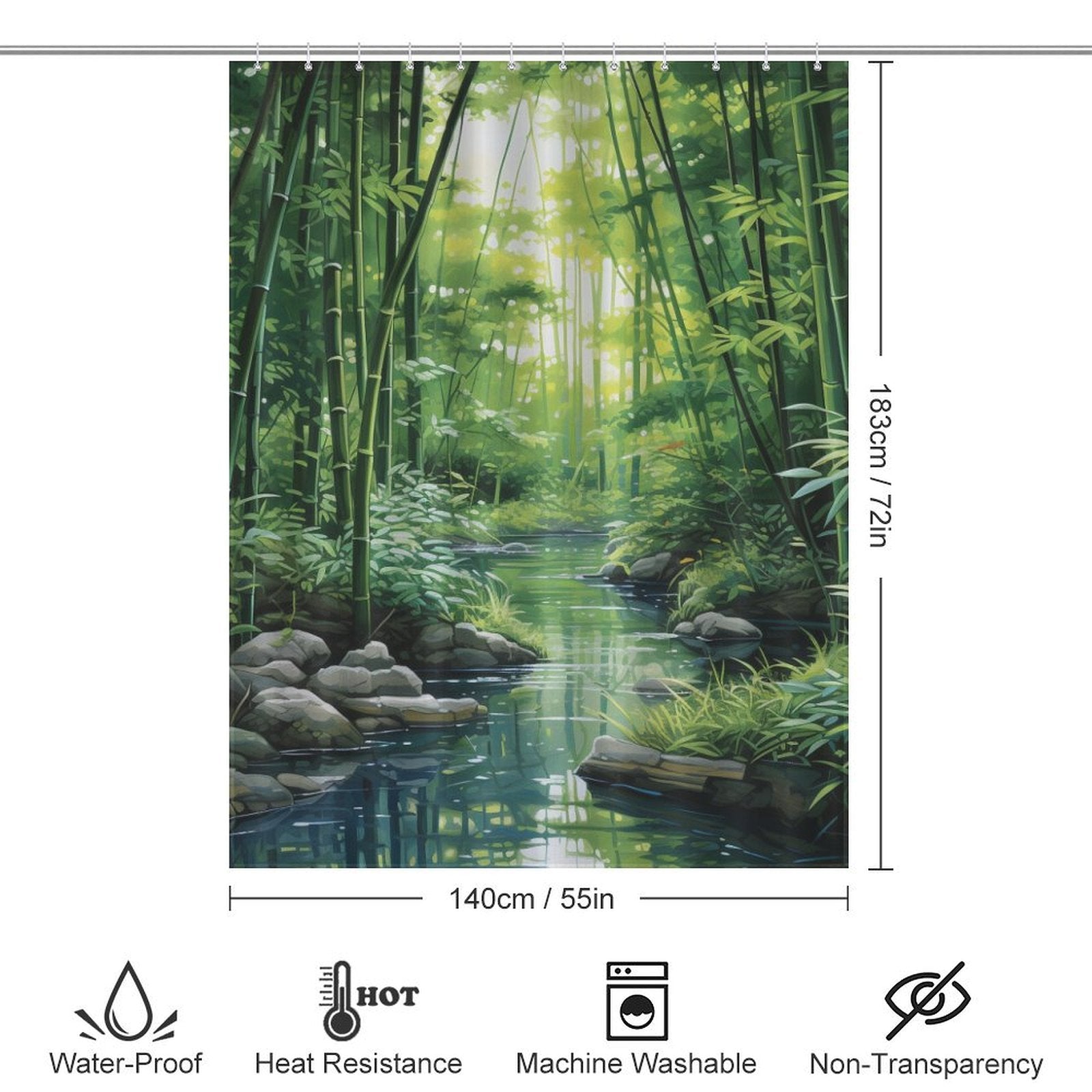 Realistic Forest Bamboo Shower Curtain