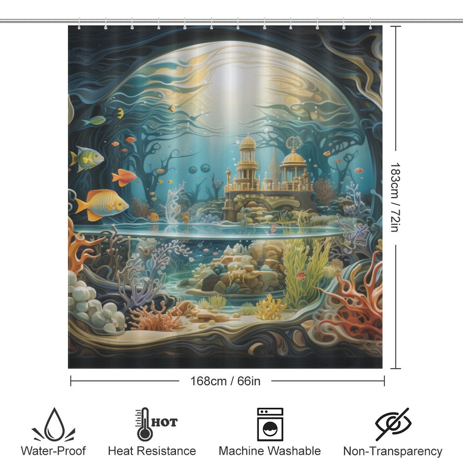 Realistic Vibrant Aquarium Shower Curtain