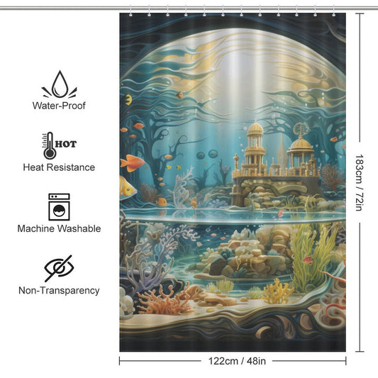 Realistic Vibrant Aquarium Shower Curtain