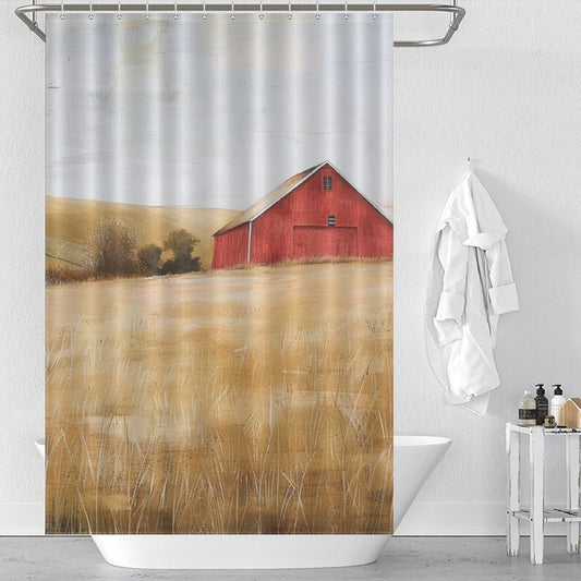 Red Barns Farmhouse Shower Curtain