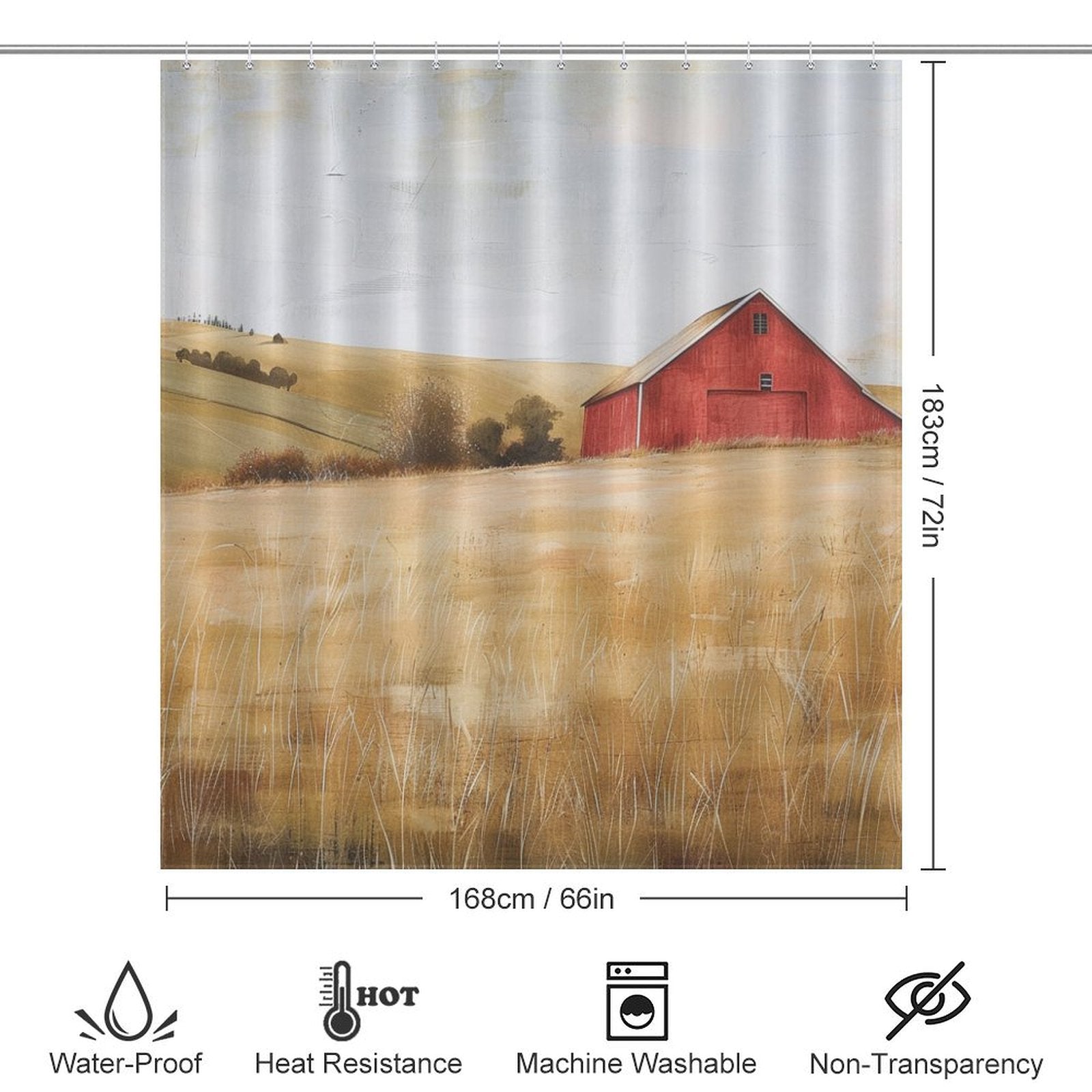 Red Barns Farmhouse Shower Curtain