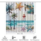 Red Lighthouse Scenery Beach Shower Curtain