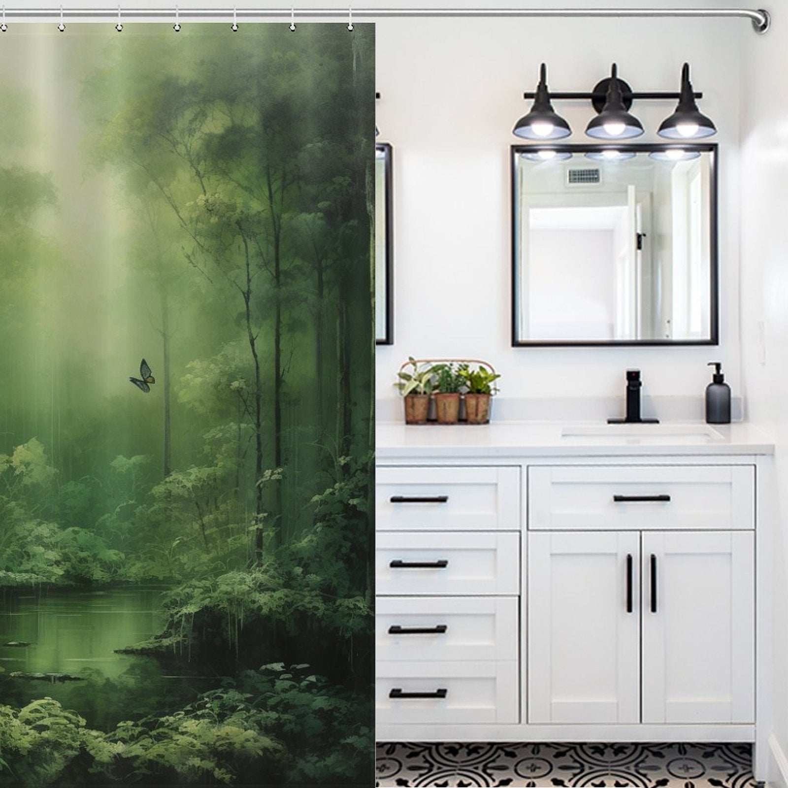 Refreshing Green Shower Curtain