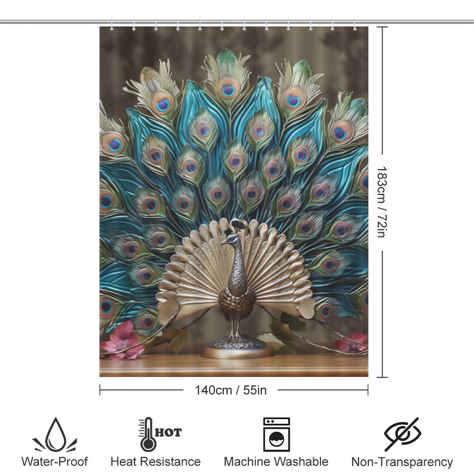 Regal Peacock Shower Curtain
