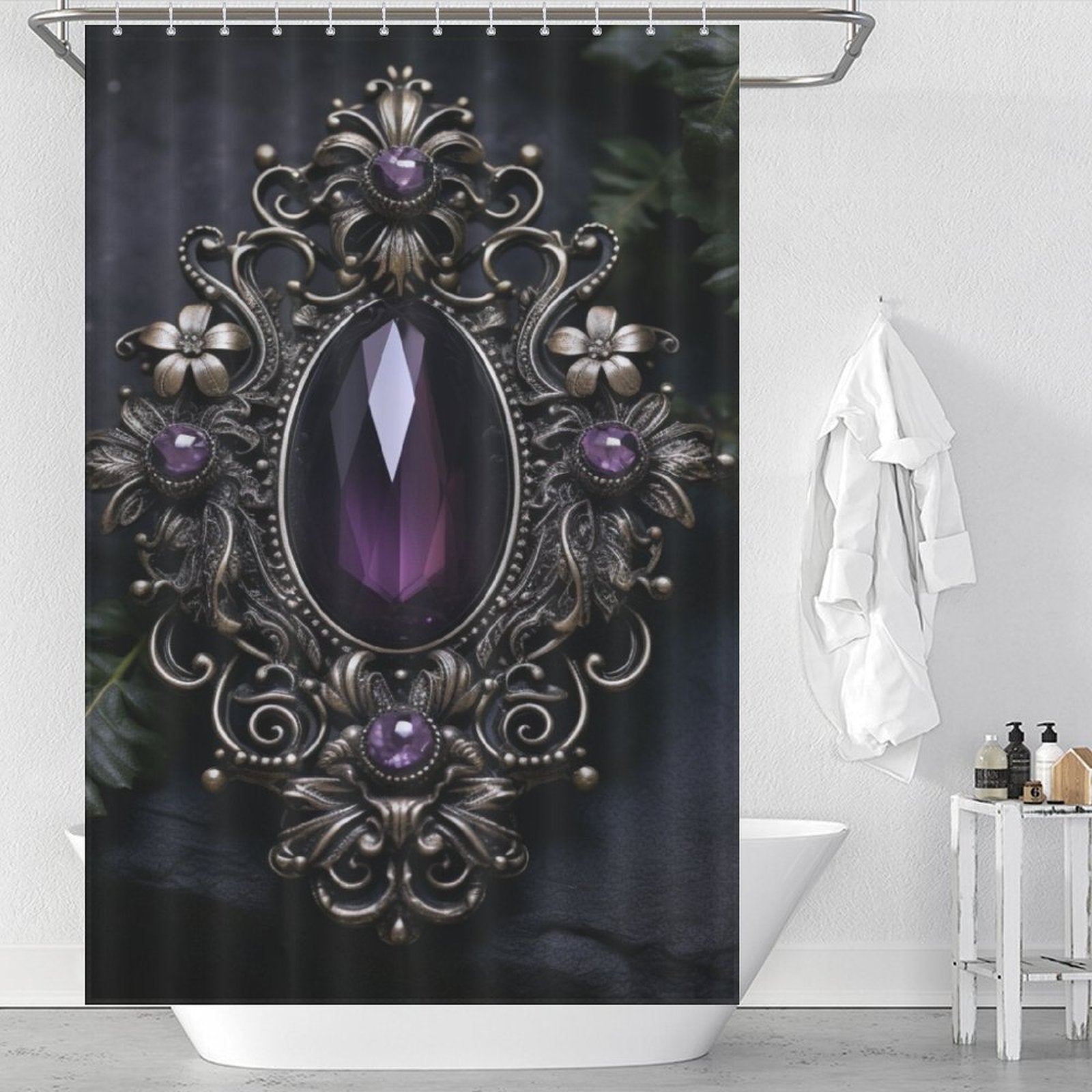 Regal Purple and Black Shower Curtain