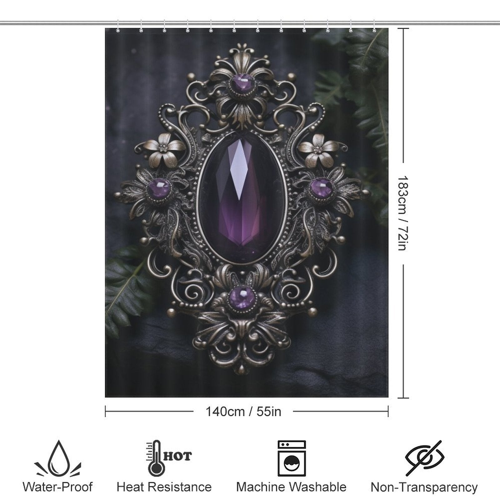 Regal Purple and Black Shower Curtain