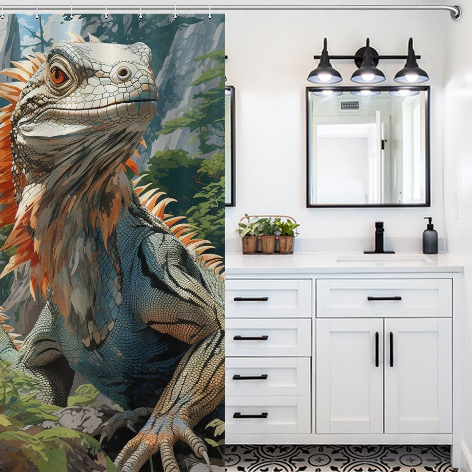 Reptilian Charm Lizard Shower Curtain