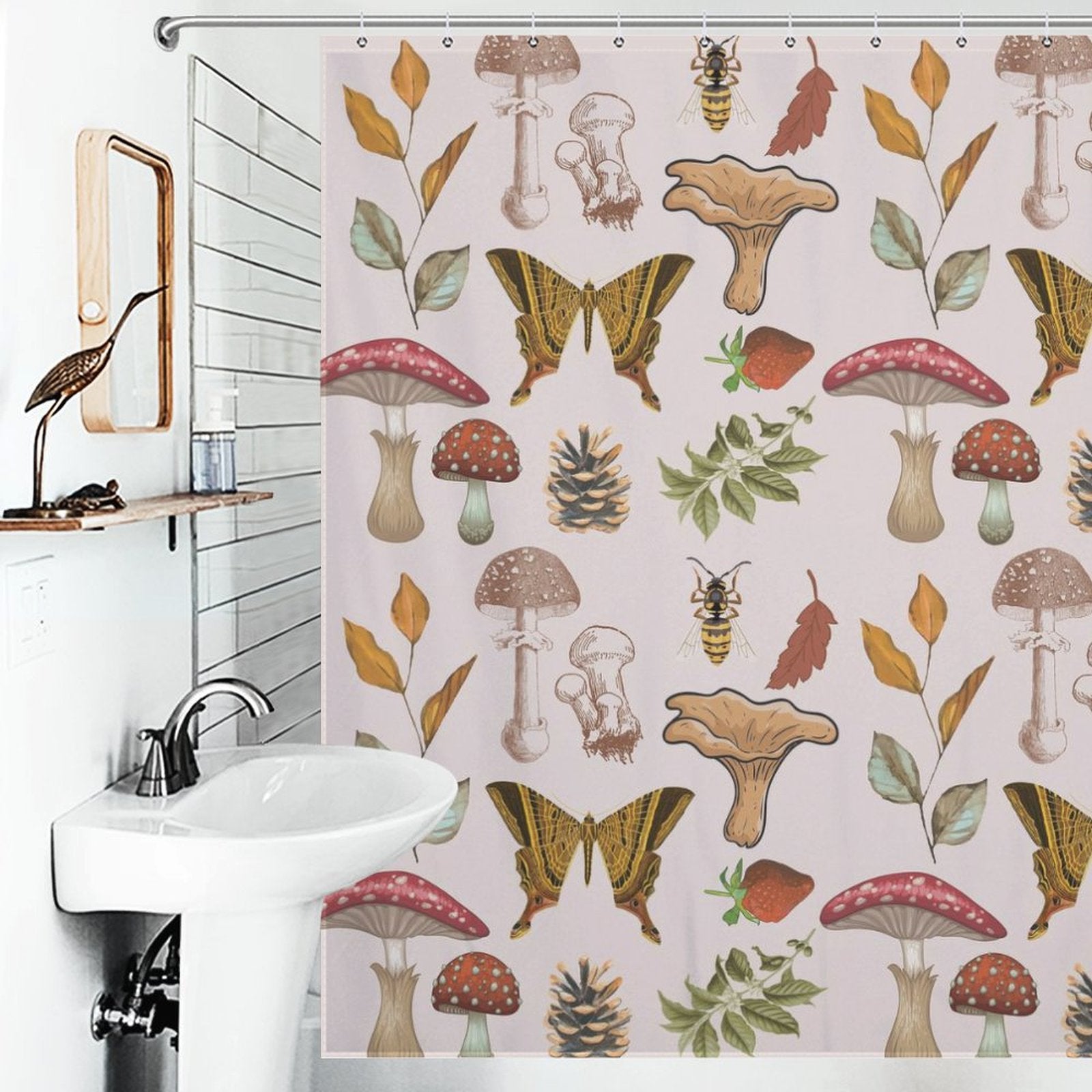 Retro Colorful Mushroom Shower Curtain