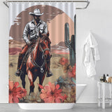 Retro Cowboy Riding Horse Western Shower Curtain