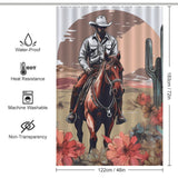 Retro Cowboy Riding Horse Western Shower Curtain