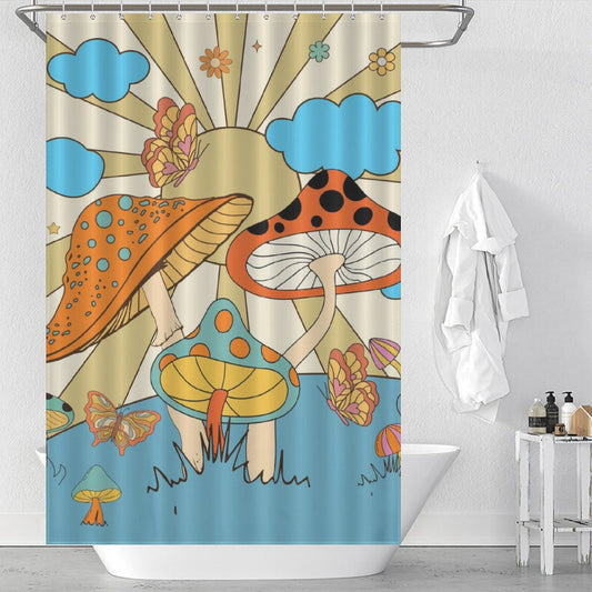 Retro Hippie Mushroom  Shower Curtain