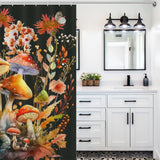 Retro Leaf Floral Mushroom Shower Curtain