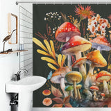 Retro Leaf Floral Mushroom Shower Curtain