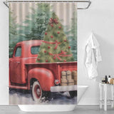 Retro Truck Tree Christmas Shower Curtain