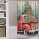 Retro Truck Tree Christmas Shower Curtain