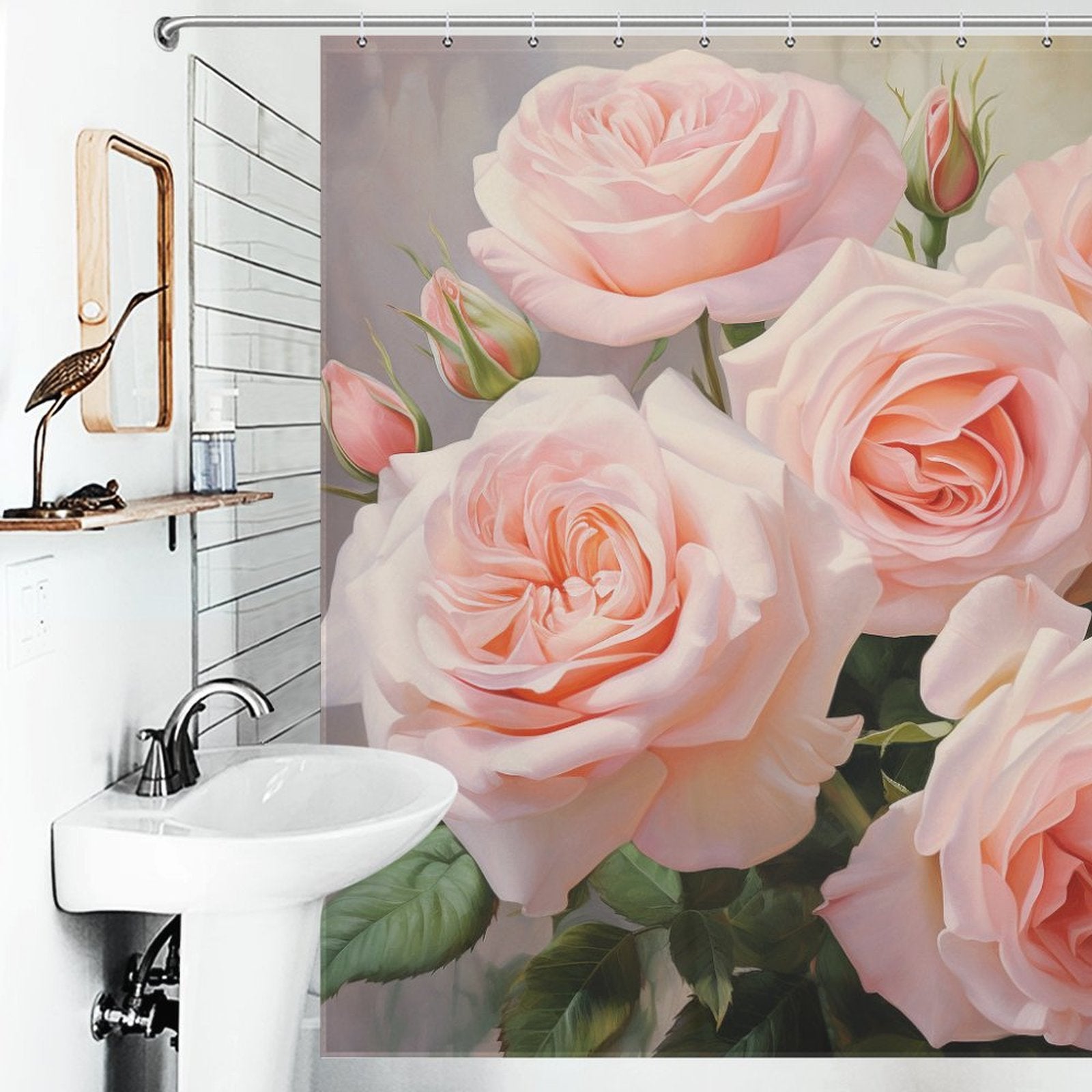 RoseRomance Pink Rose Shower Curtain