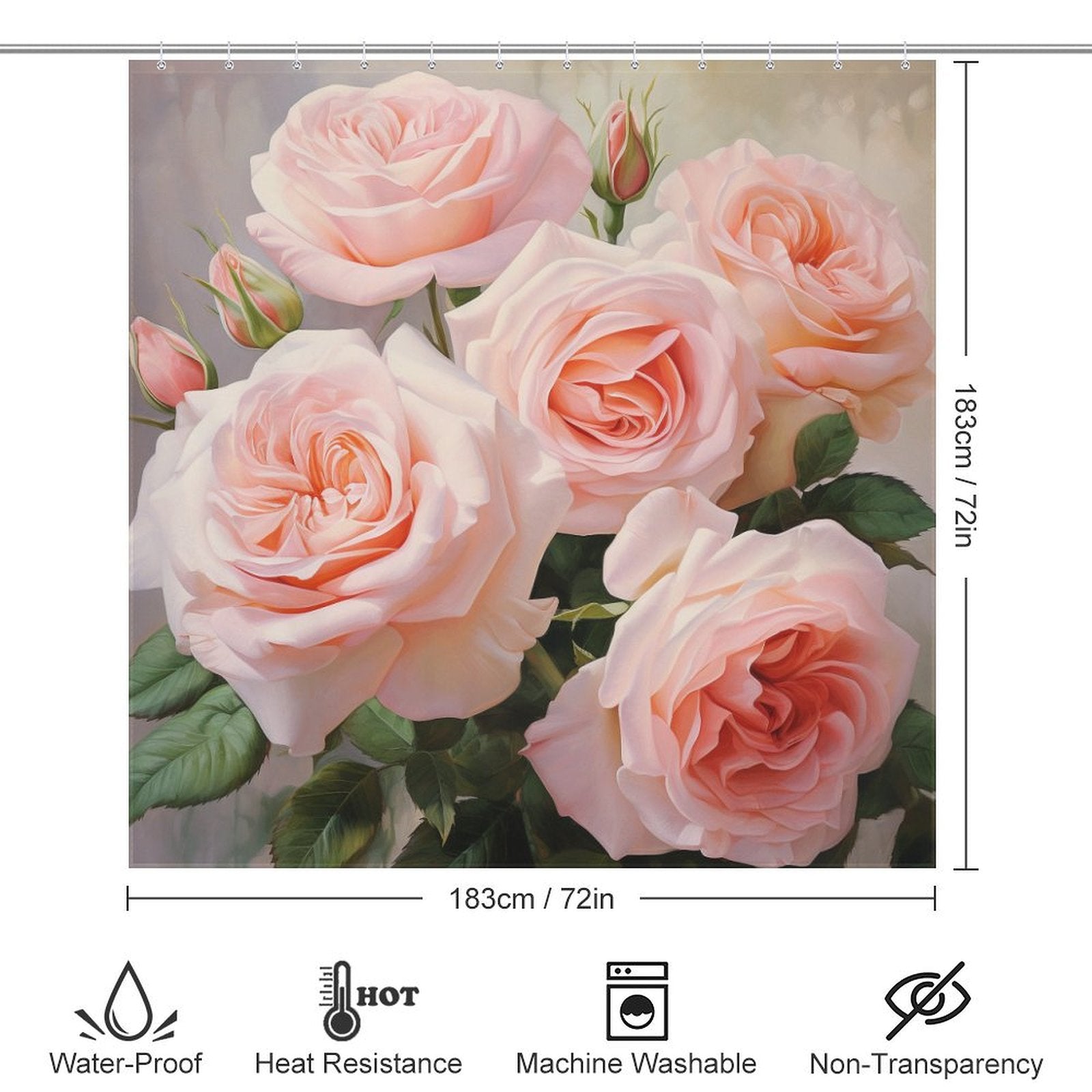 RoseRomance Pink Rose Shower Curtain