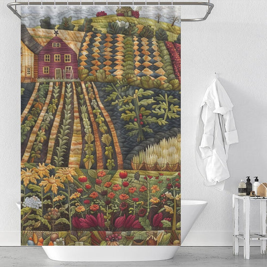 Rows of Crops Farmhouse Shower Curtain