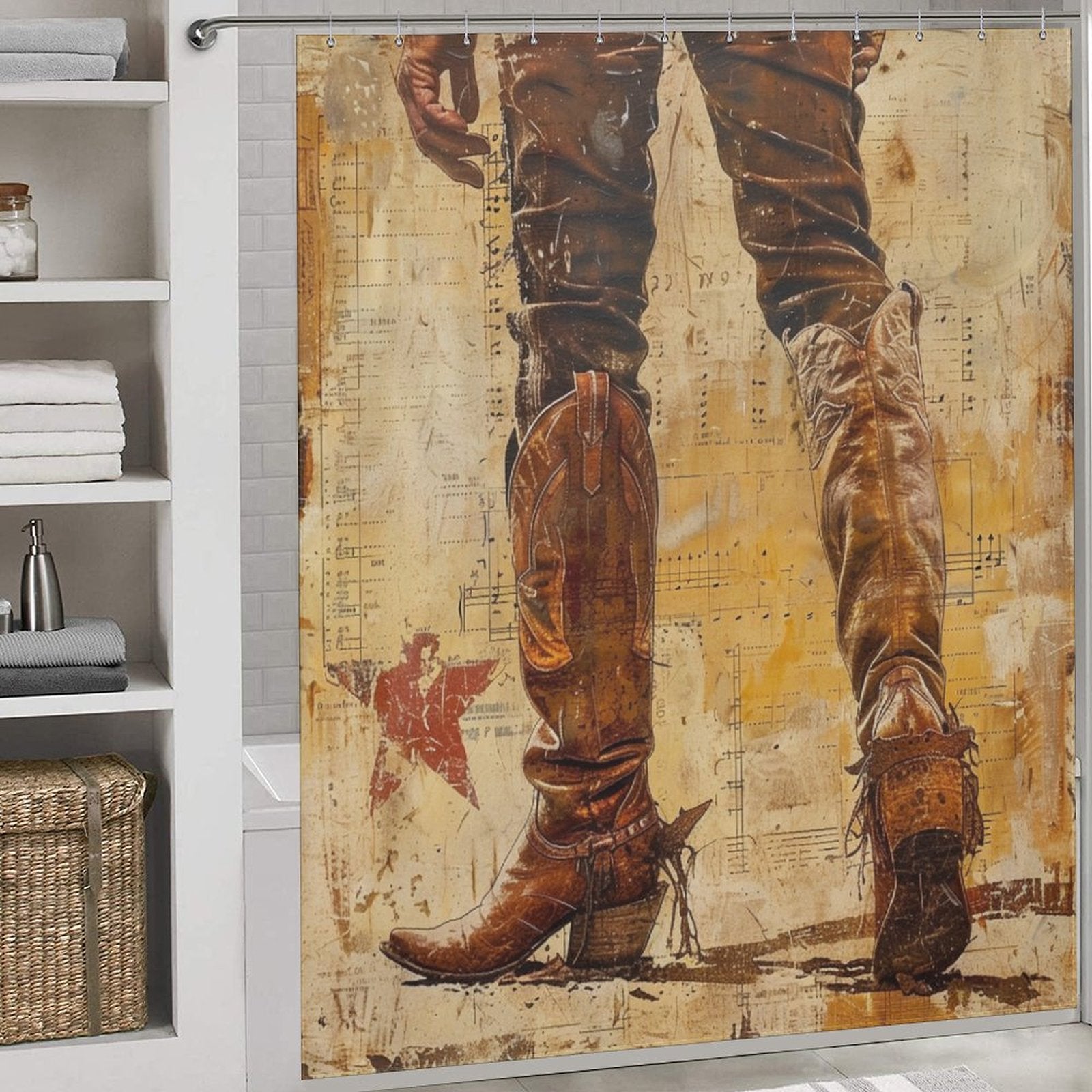 Rugged Textures Cowboy Shower Curtain