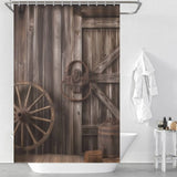 Add a touch of rustic elegance to your bathroom decor with this Rustic Barn Door Shower Curtain by Cotton Cat. Perfect for those who appreciate the charm of rustic barn doors, this vintage-inspired shower curtain features a wagon wheel design.