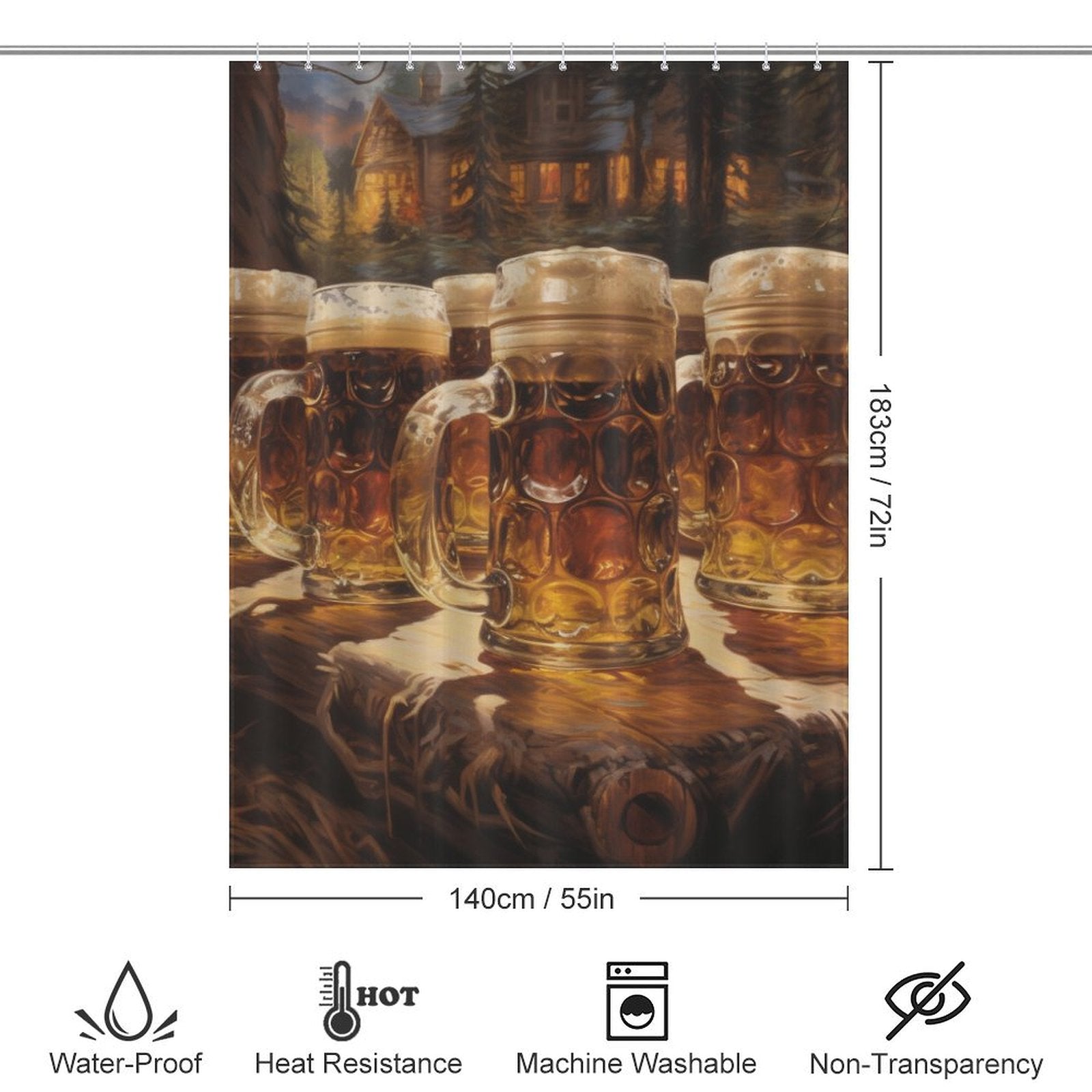 Rustic Brew Beer Shower Curtain