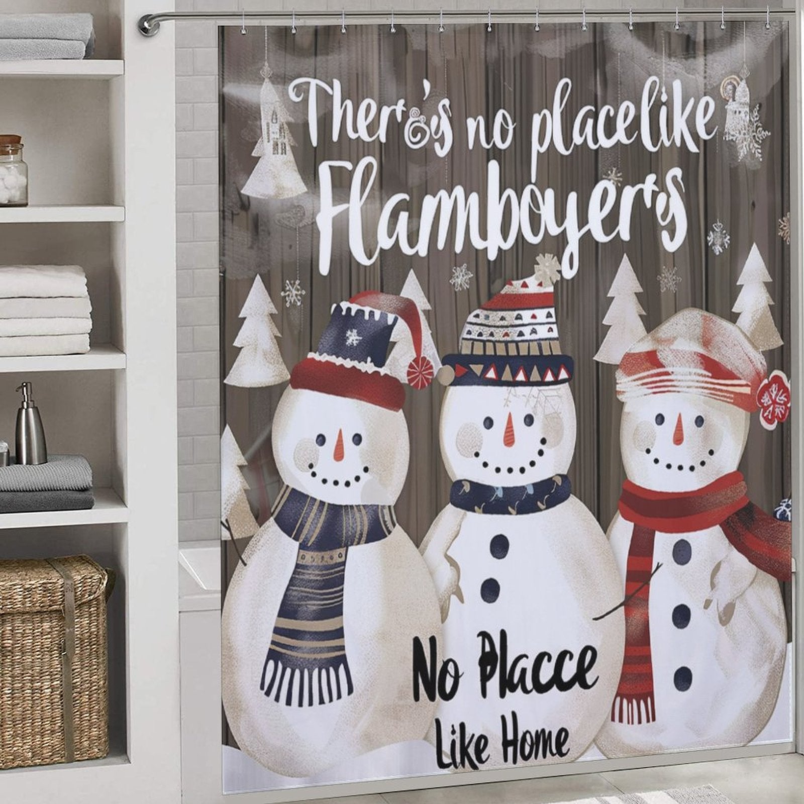 Rustic Door Snowman Winter Shower Curtain