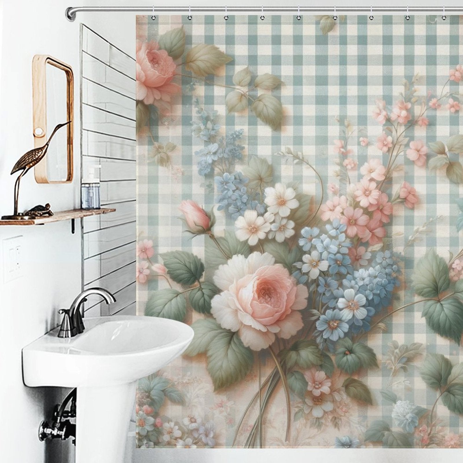 Rustic Gingham Shower Curtain