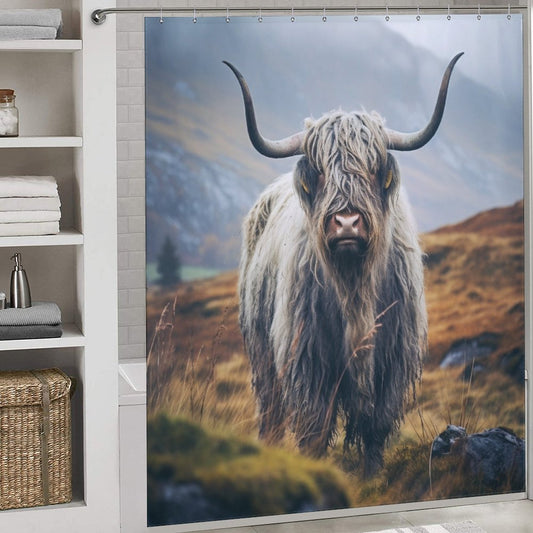 Rustic Highland Cow Shower Curtain