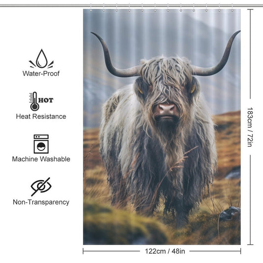 Rustic Highland Cow Shower Curtain