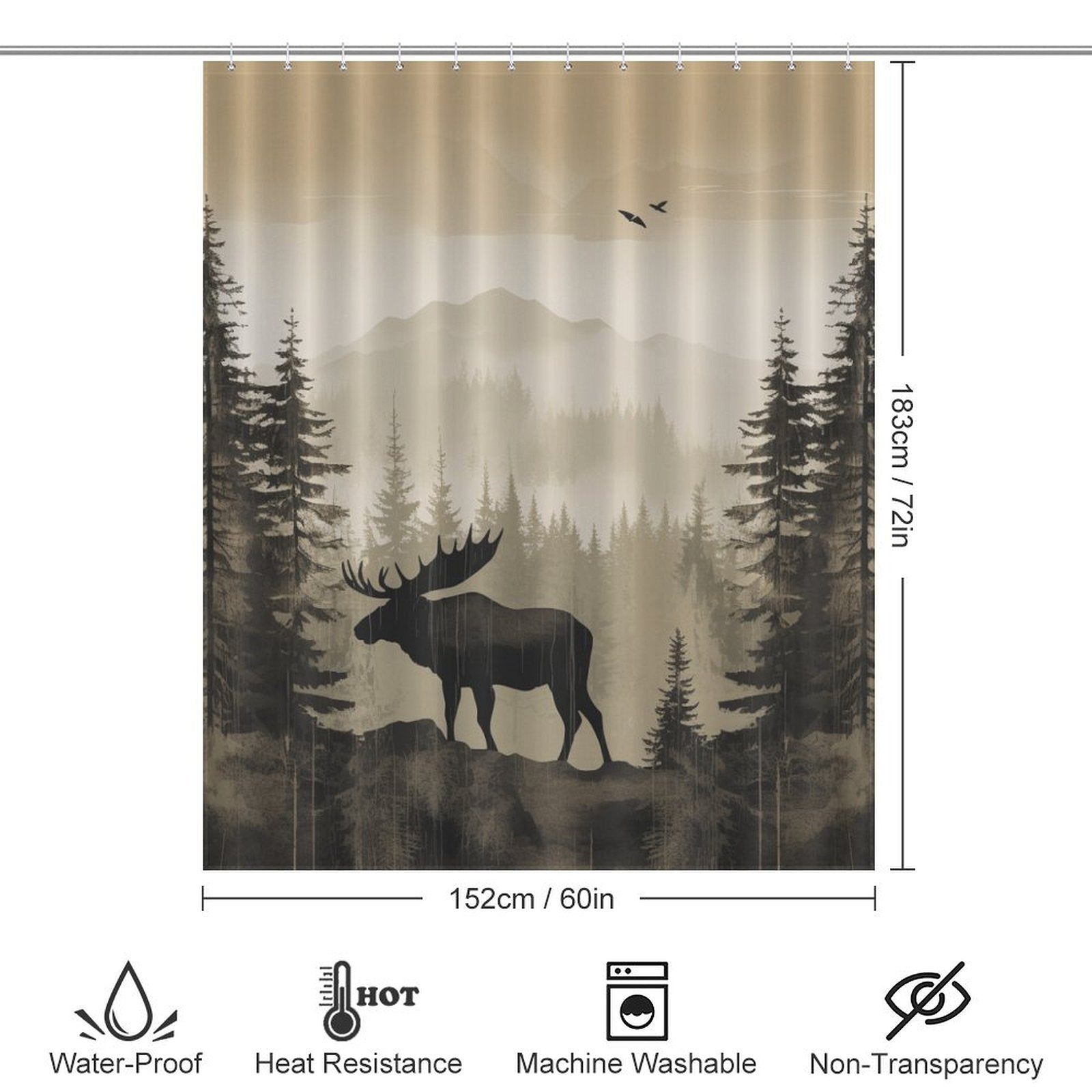 Rustic Moose Shower Curtain