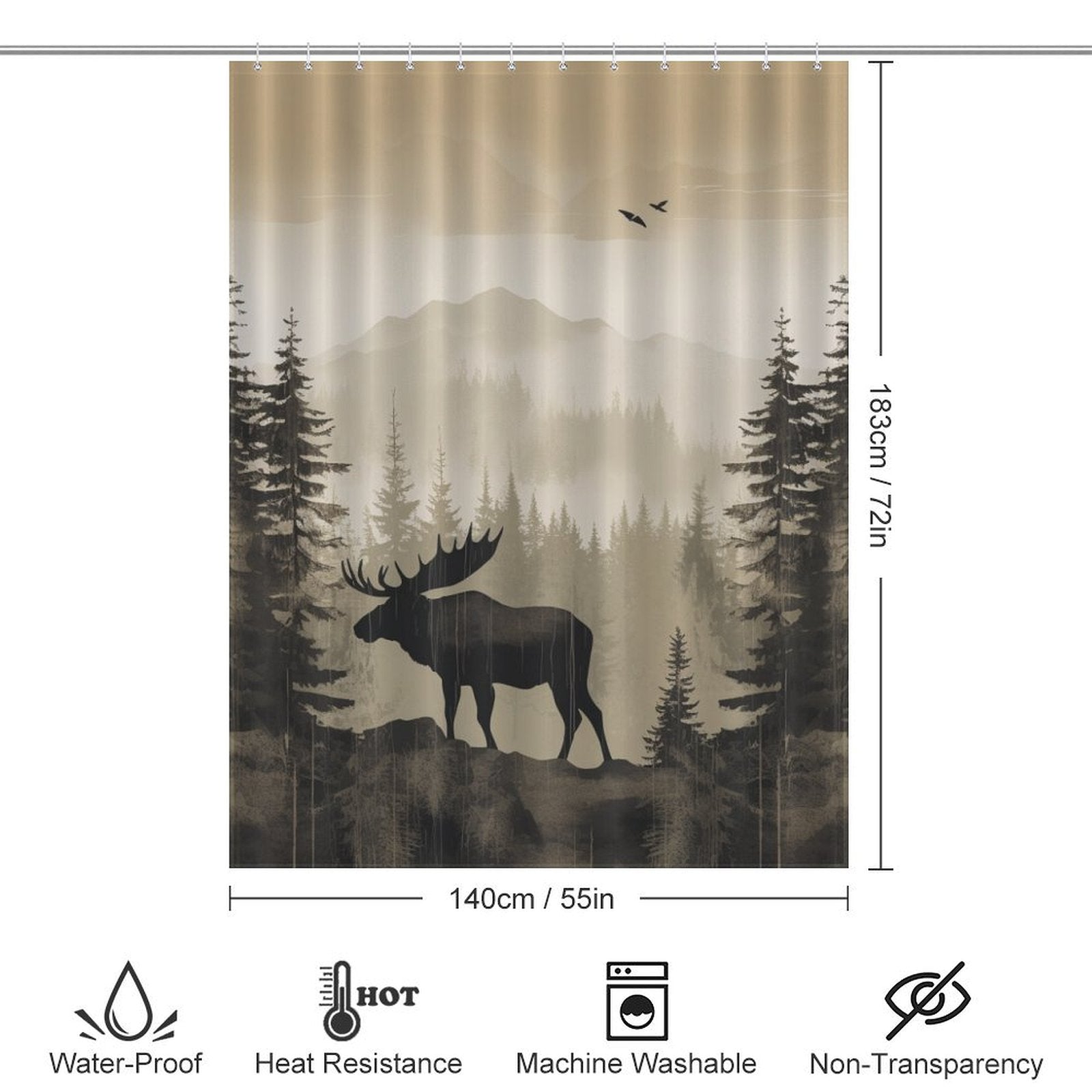 Rustic Moose Shower Curtain