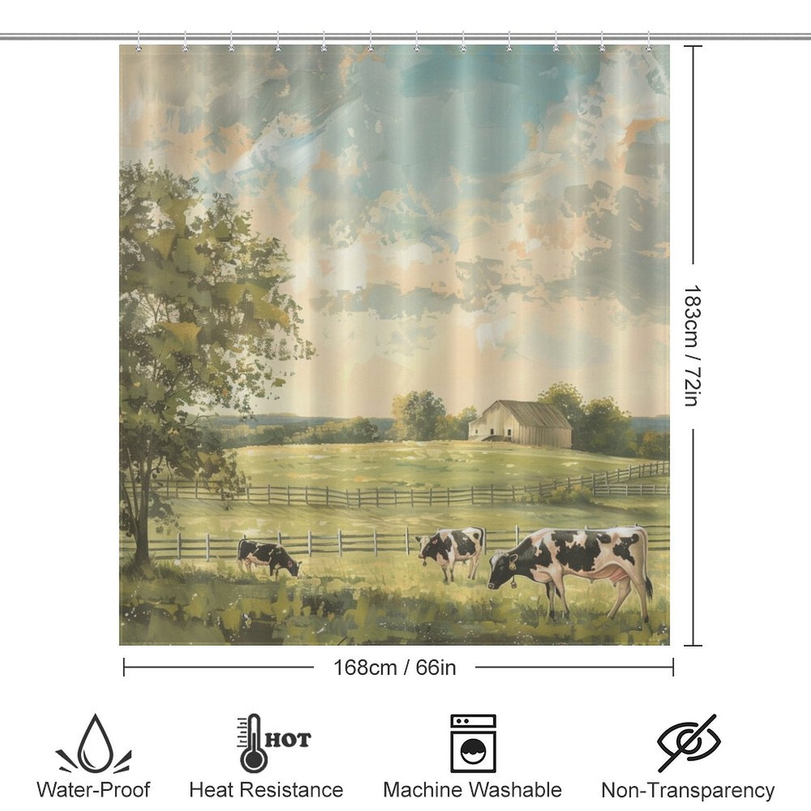 Rustic Tranquility Cow Shower Curtain