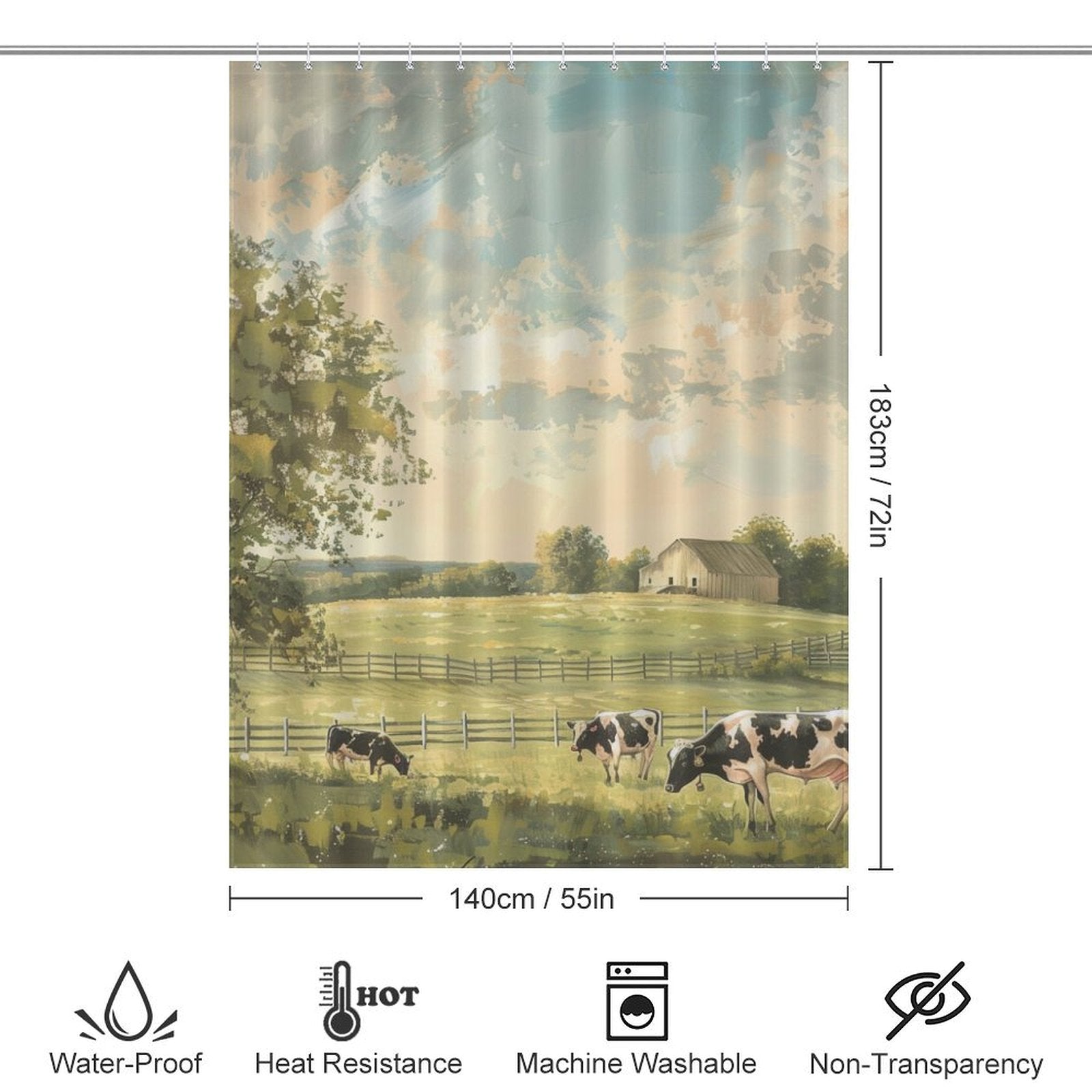 Rustic Tranquility Cow Shower Curtain