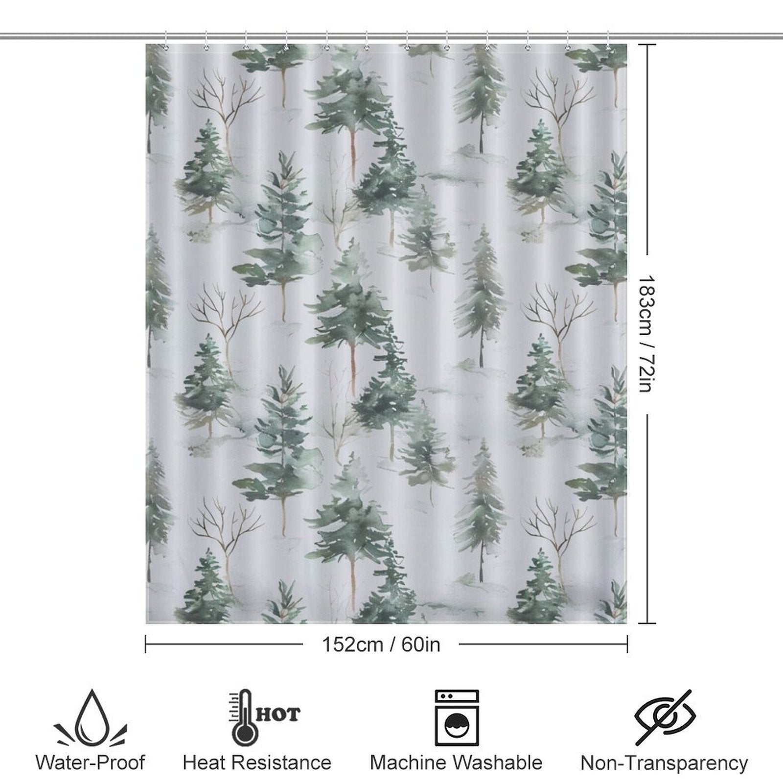 Rustic Winter Pine Trees Winter Shower Curtain