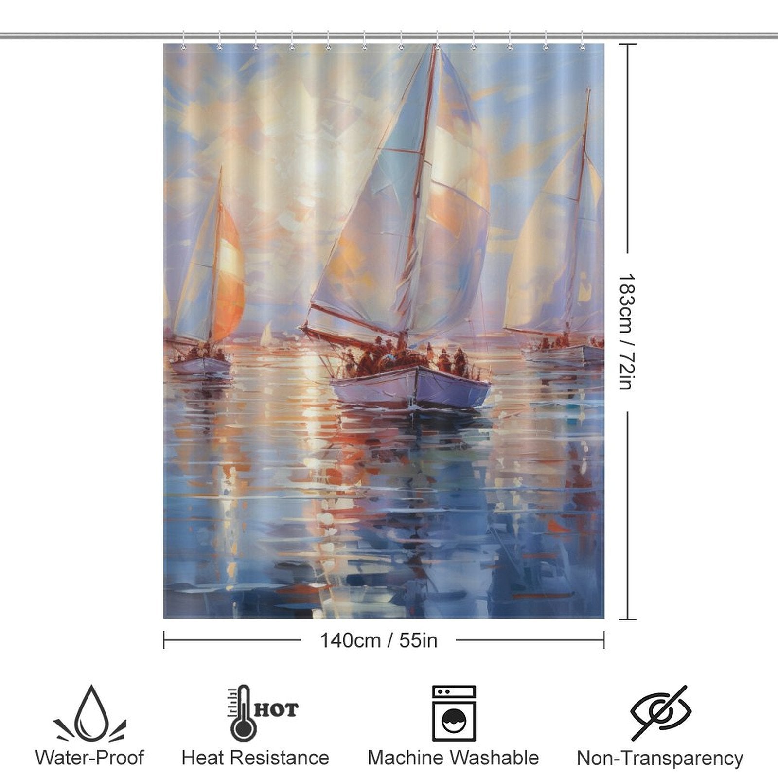 Sailboat Horizon Dance Beach Shower Curtain