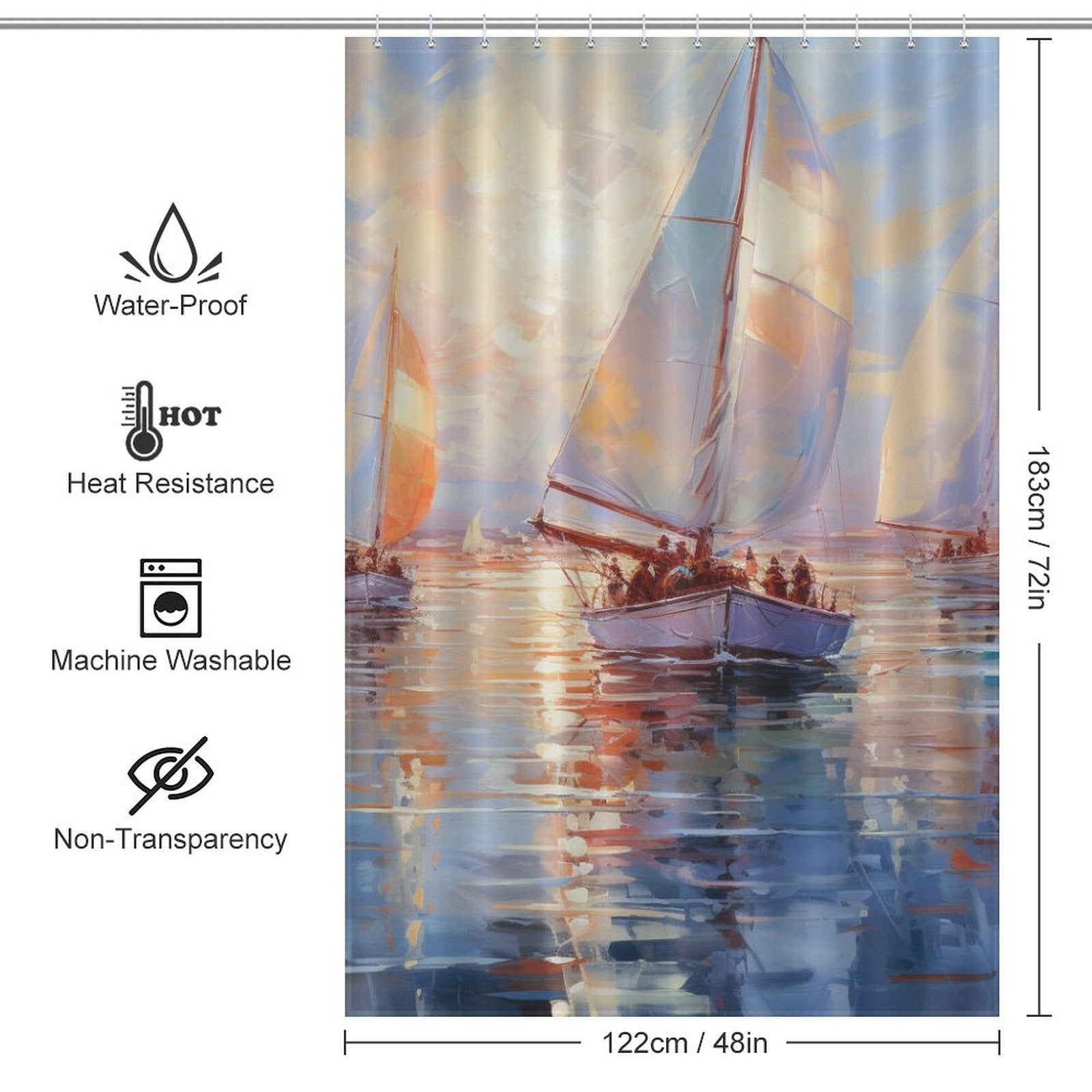 Sailboat Horizon Dance Beach Shower Curtain