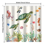 Sea Horse Turtle Octopus Beach Shower Curtain