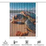 Sea Turtles Beach Shower Curtain Coastal Sunrise