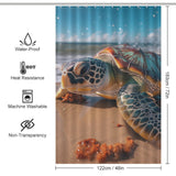 Sea Turtles Beach Shower Curtain Coastal Sunrise