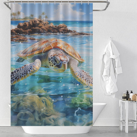 Sea Turtles Beach Shower Curtain Island Retreat