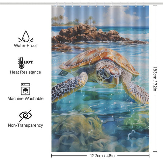 Sea Turtles Beach Shower Curtain Island Retreat