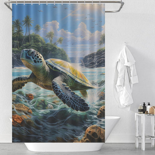 Sea Turtles Beach Shower Curtain  Ocean Melody