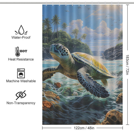 Sea Turtles Beach Shower Curtain  Ocean Melody