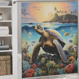 Sea Turtles Beach Shower Curtain Ocean Whisper