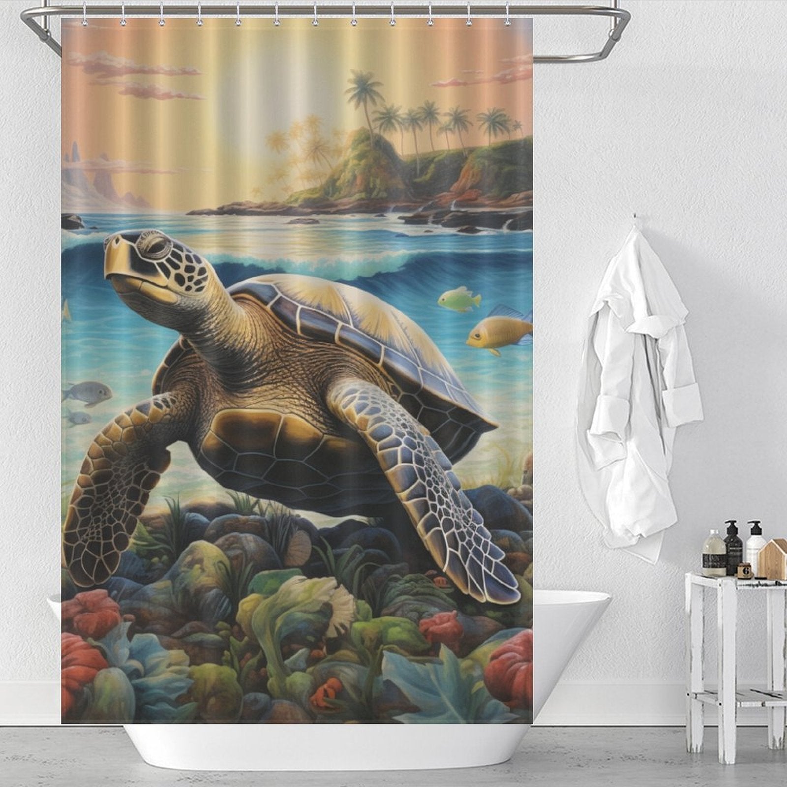 Sea Turtles Beach Shower Curtain Ocean Whisper