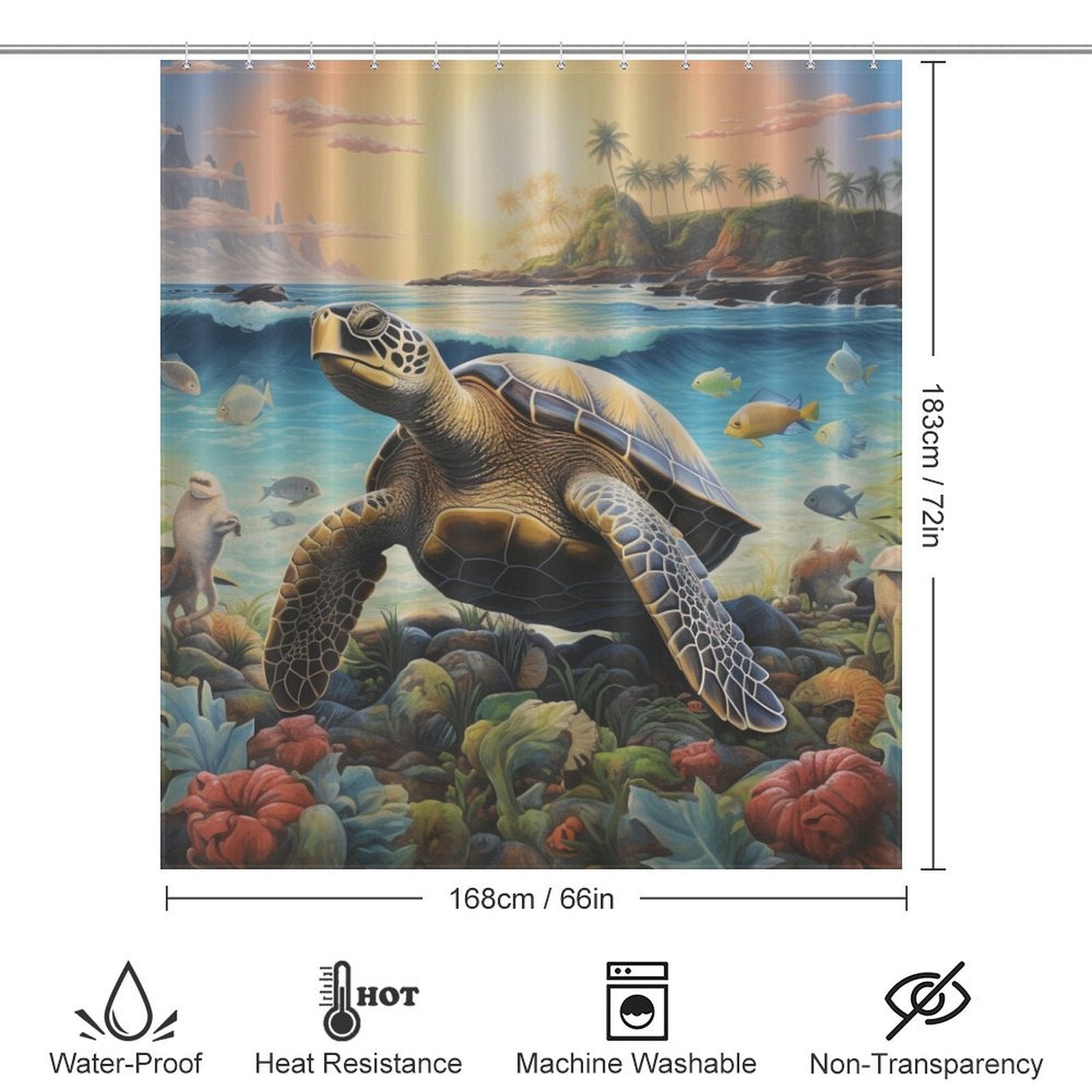 Sea Turtles Beach Shower Curtain Ocean Whisper