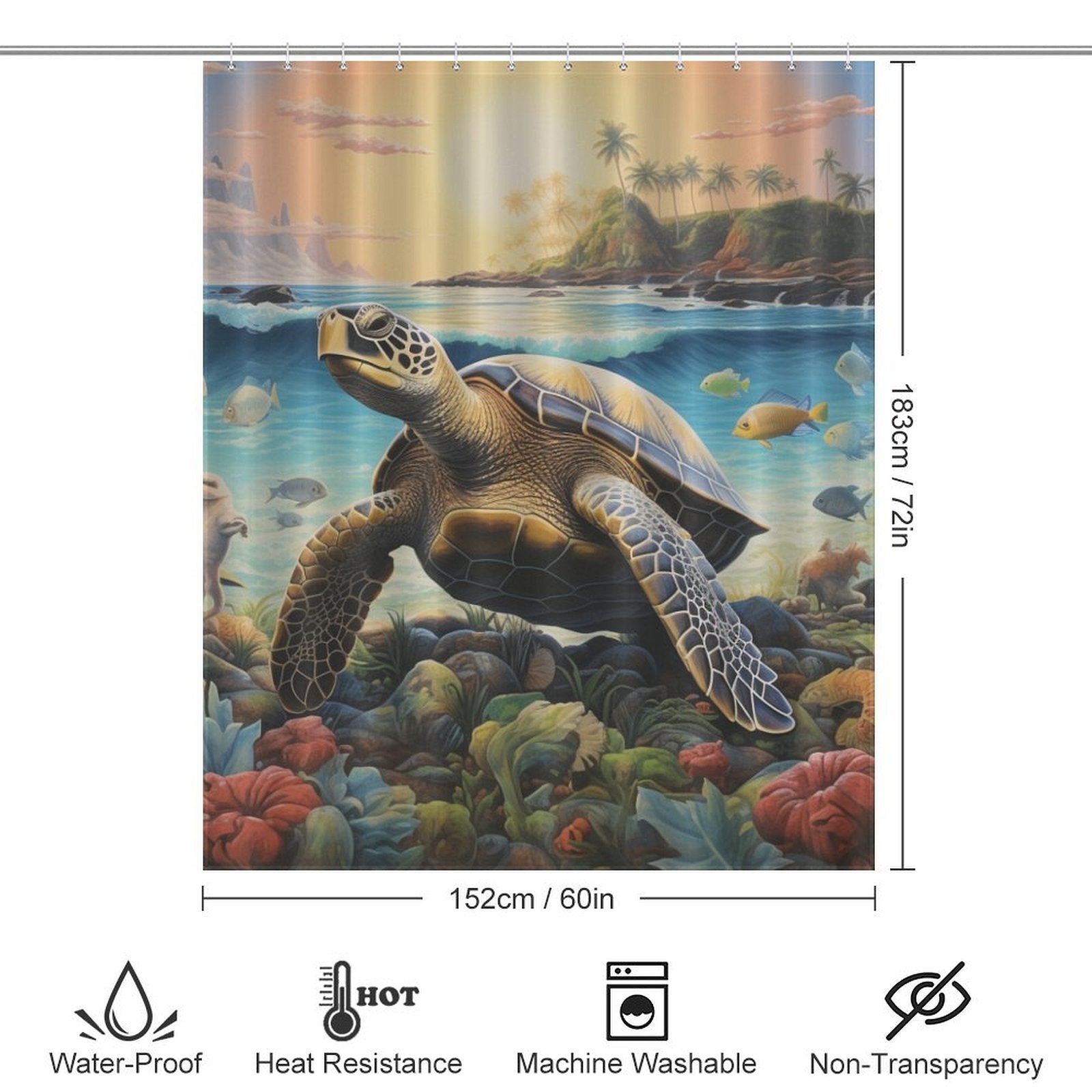 Sea Turtles Beach Shower Curtain Ocean Whisper