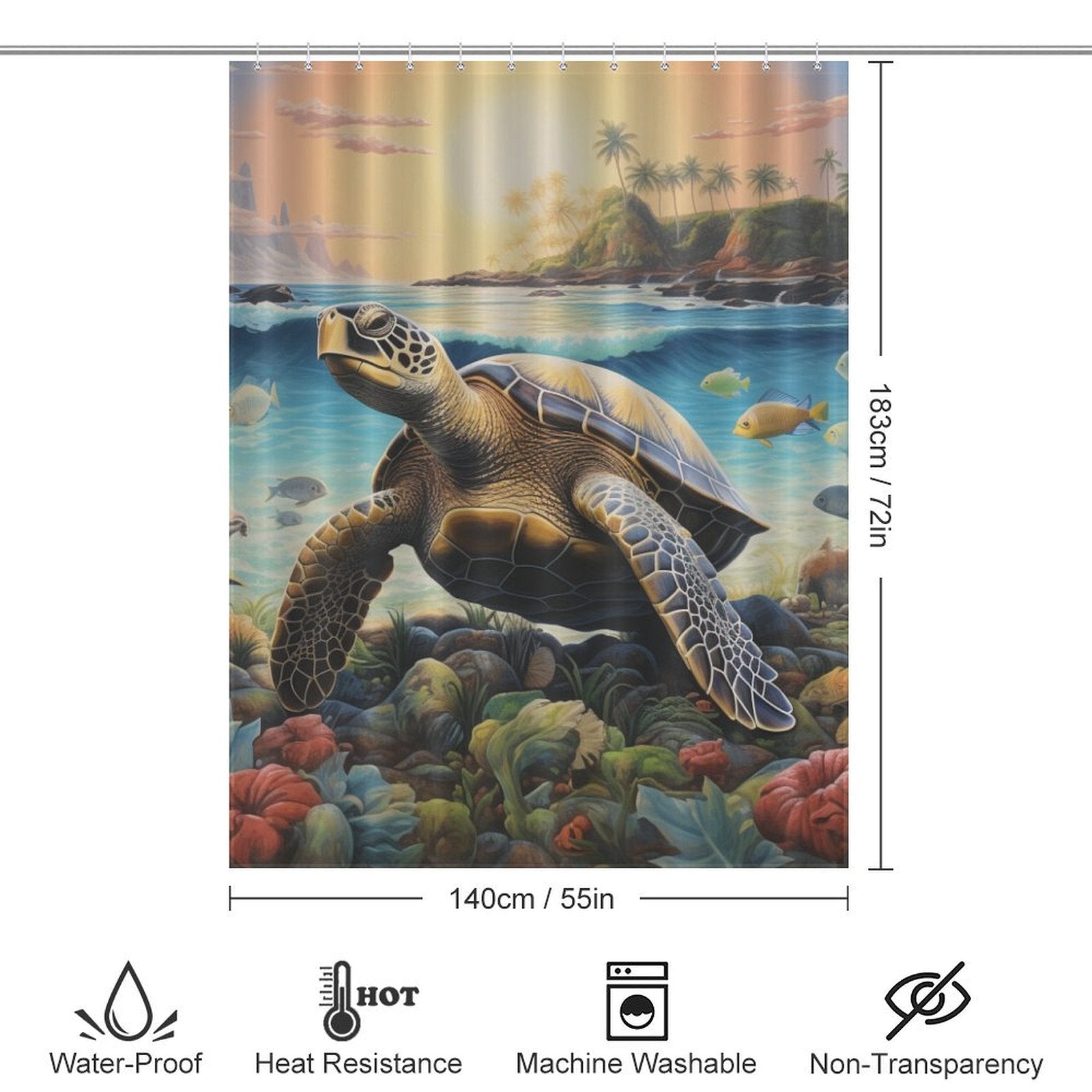 Sea Turtles Beach Shower Curtain Ocean Whisper