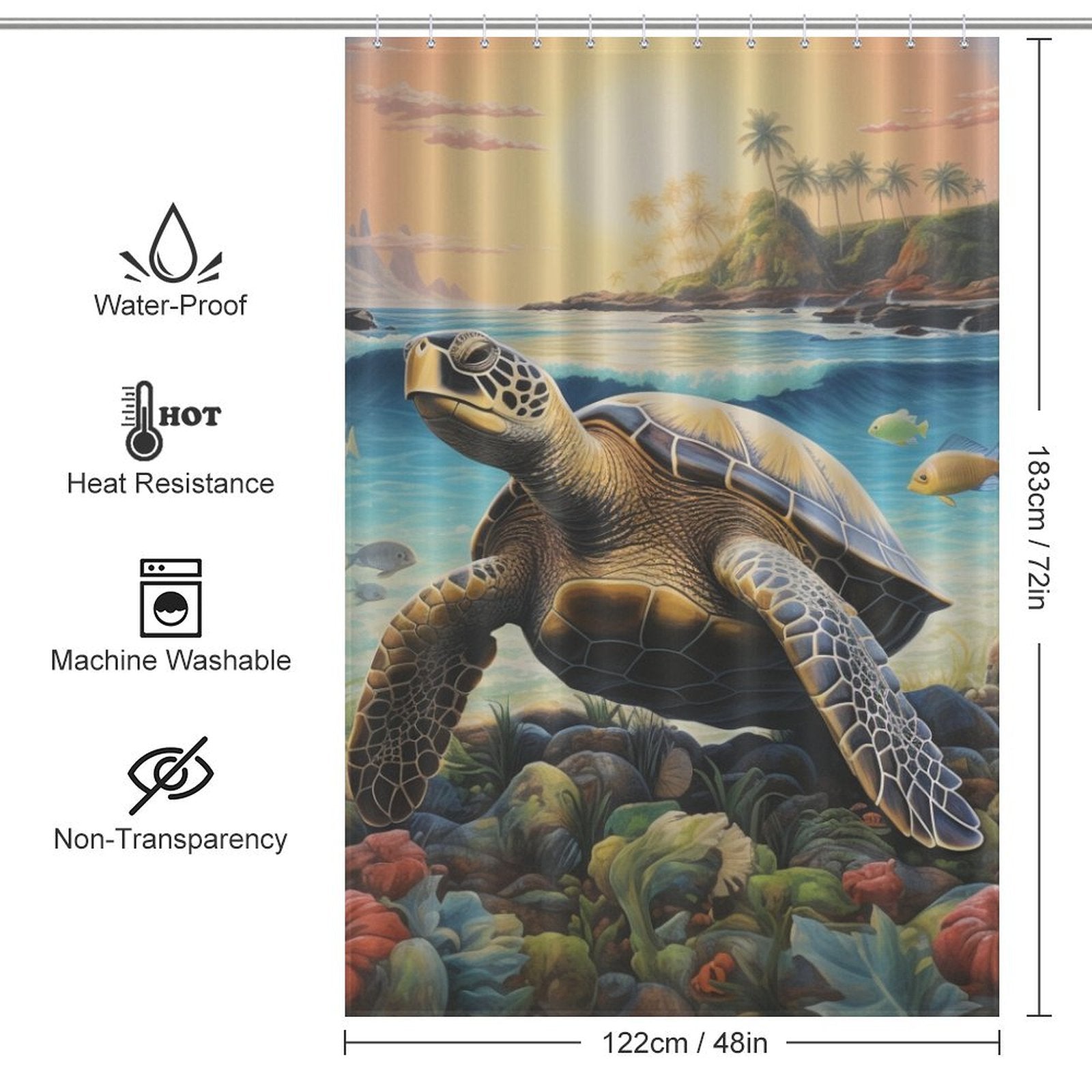 Sea Turtles Beach Shower Curtain Ocean Whisper