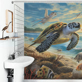 Sea Turtles Beach Shower Curtain Oceanic Vibes